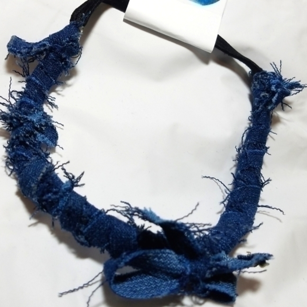 Tasty Raw Edge Denim HEADBANZ "Lil Bow Bae"